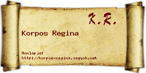 Korpos Regina névjegykártya